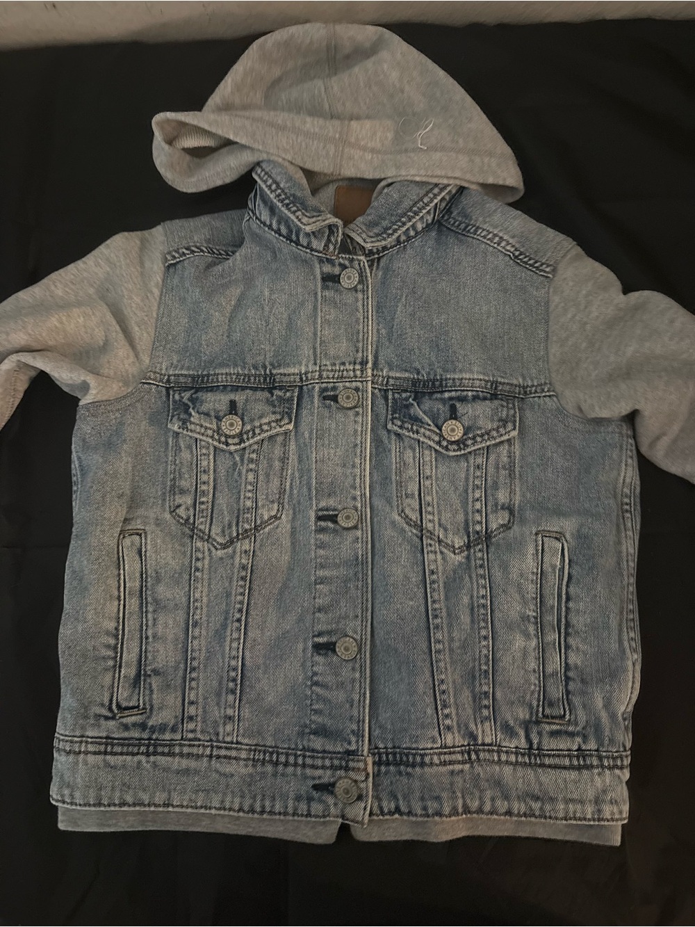 American Eagle Outfitters Light Grey Denim Hooded Jacket